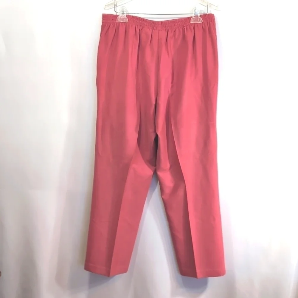 Alfred Dunner Pantsuit Faux Pink Suede Jacket Size 14P Matching Pants Size 12P